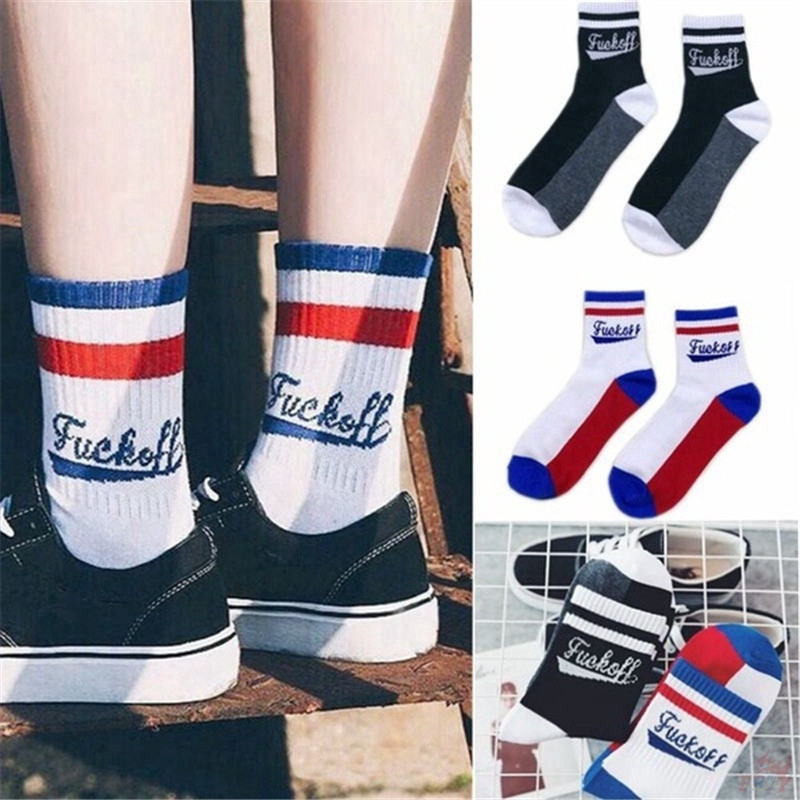 Vớ cotton in chữ thời trang unisex