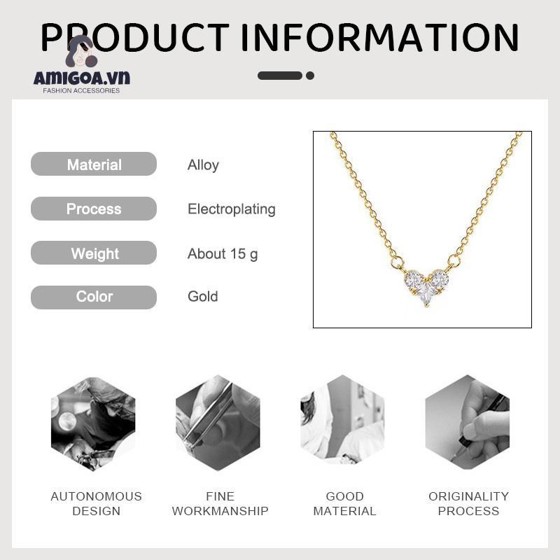 ✨✨ Vòng cổ Thép Titan Đính Đá Zircon Hình Trái Tim Đơn Giản Sang Trọng Cho Nữ