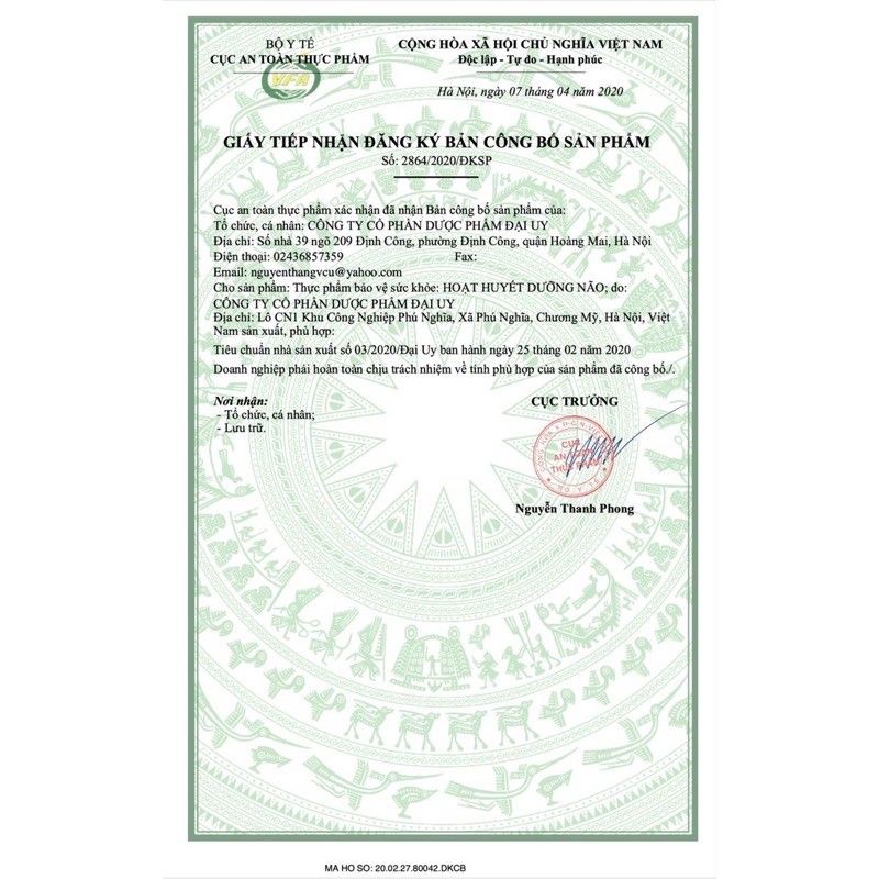 Hoạt huyết dưỡng não Đại Uy tăng cường trí nhớ, giảm đau đầu chóng mặt