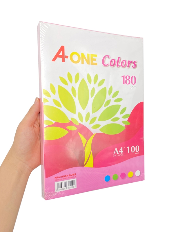 Giấy Màu Bìa Thái A-One A4 180gsm (100 Tờ) - Mẫu 5 - Màu Hồng