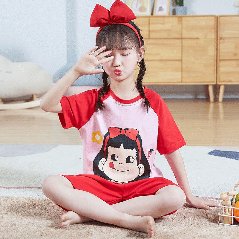 Bộ Đồ Ngủ Cotton Mỏng Tay Ngắn Phong Cách Mới Cho Bé Gái