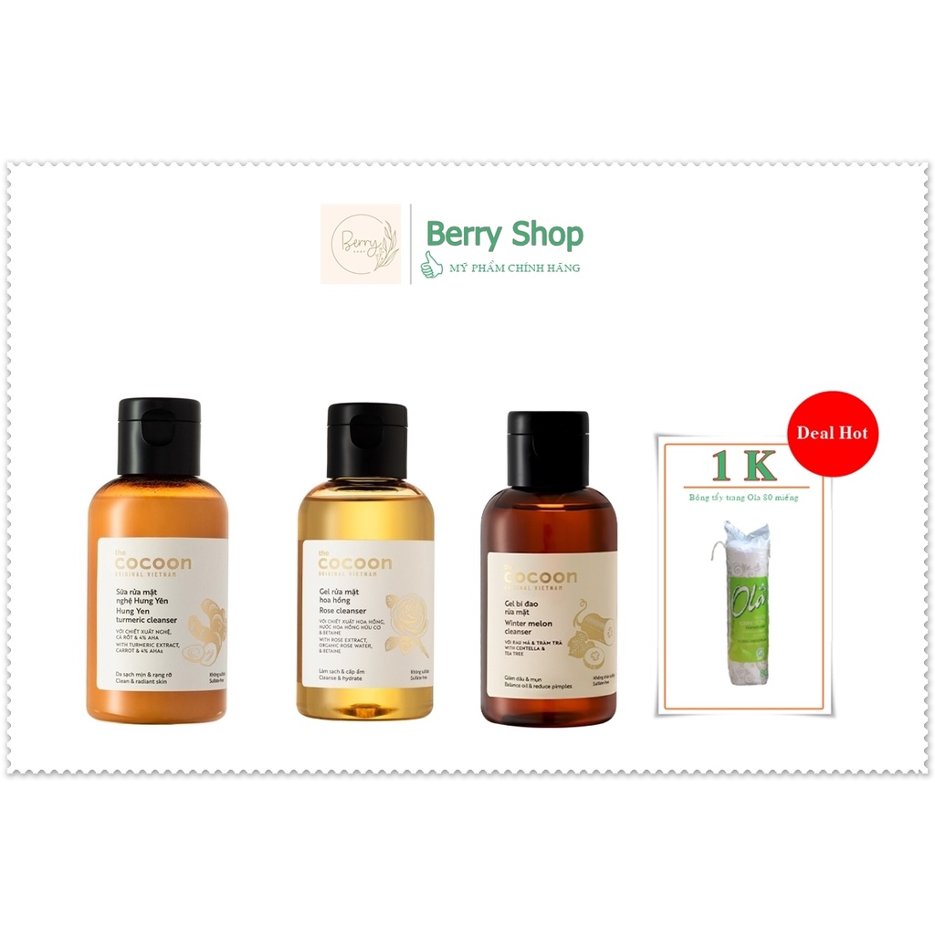 [ Sale sập sàn giá chỉ 149k ] Sữa rửa mặt Cocoon: bí đao & nghệ & hoa hồng & cà phê Cocoon 140ml - 310ml