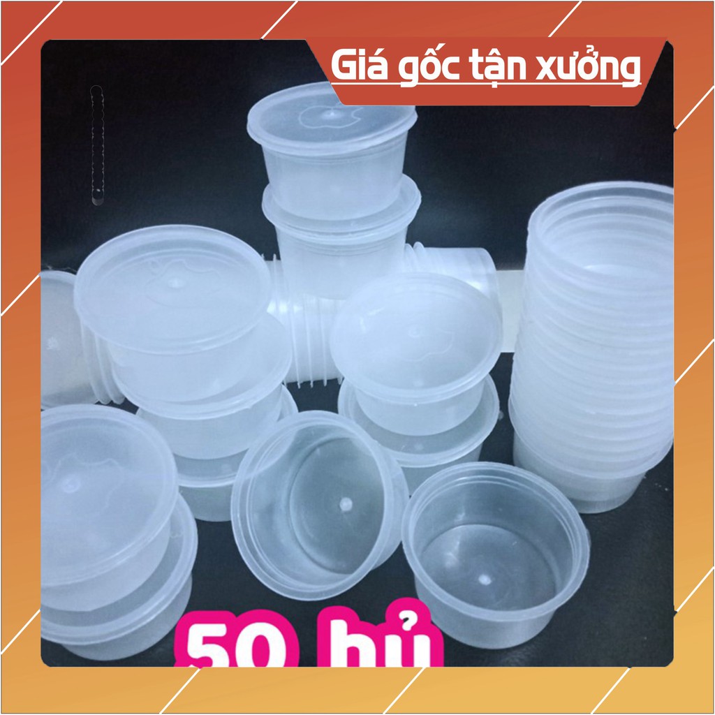 Sỉ 50 Cốc Nhựa Làm Caramen, Sữa Chua Có Nắp Loại to 100ml