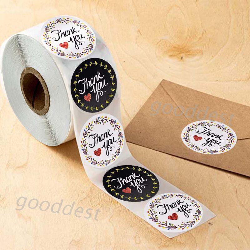 Set 500 Tem Dán 2 Kiểu Chữ Thank You 1 Inch Cho Tiệc Cưới
