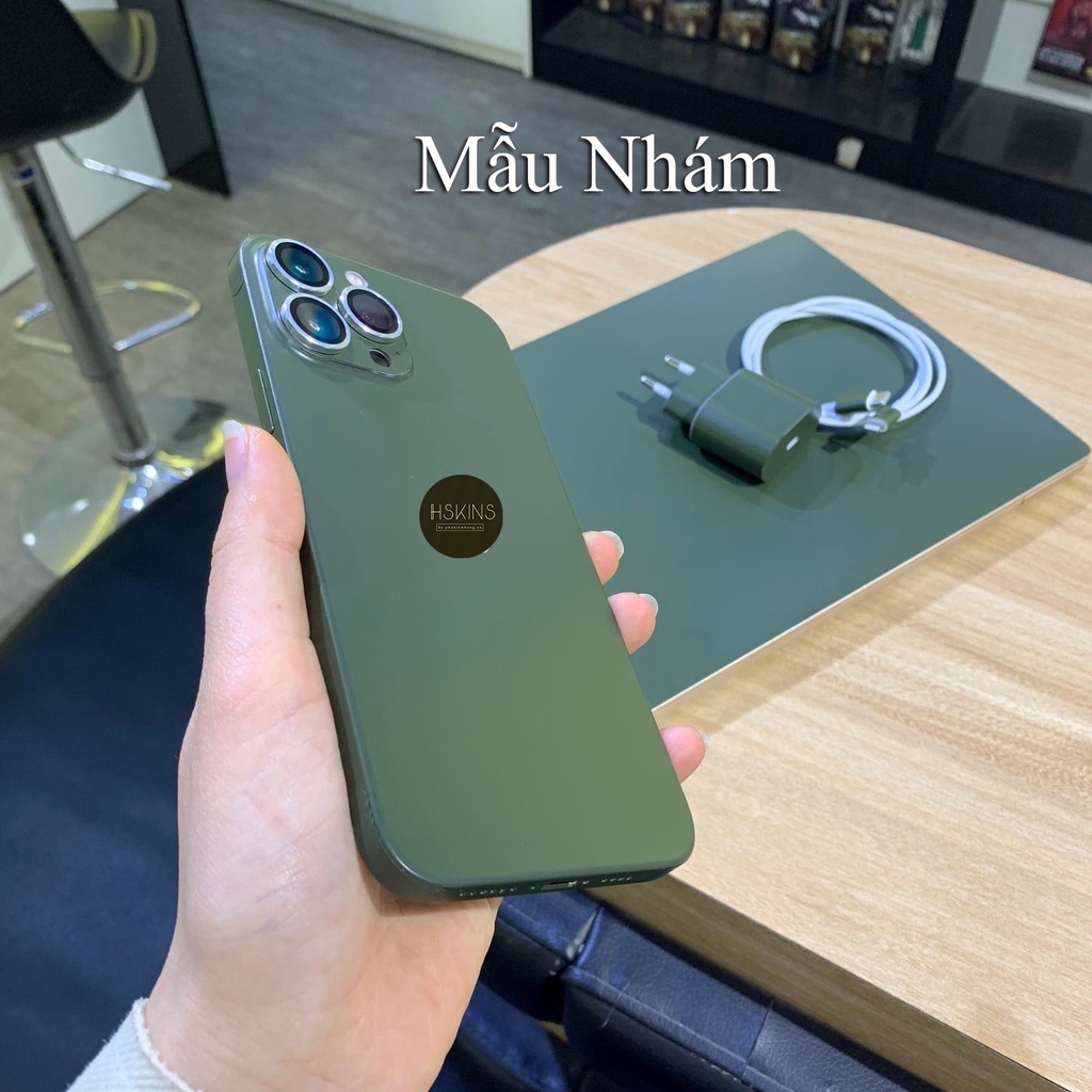 Miếng dán skin Xanh rêu nhám iPhone 14 Pro Max /13 Pro Max / 12 Pro Max / 11 Pro Max / 8 Plus Plus cao cấp