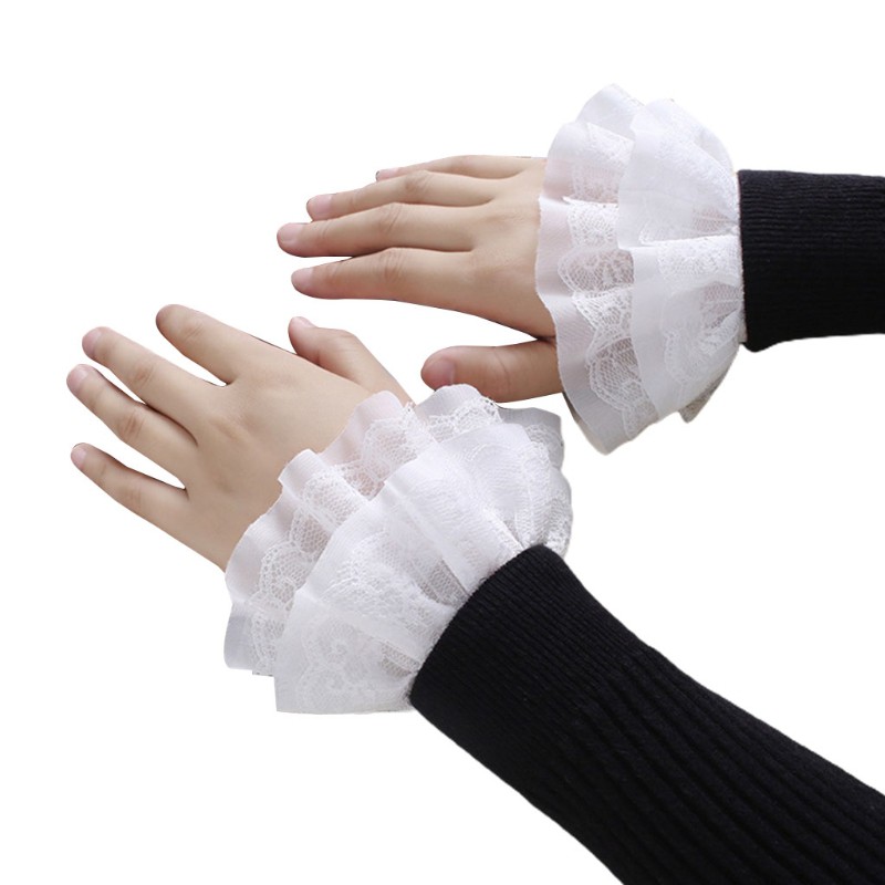 Cổ tay áo giả bằng ren thời trang cổ điển giữ ấm cho nữ