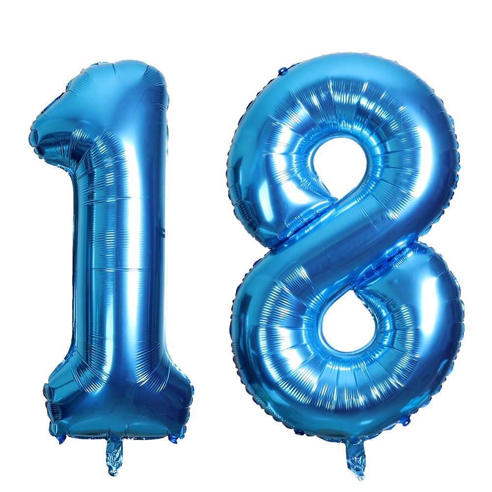 40 inch Blue Giant Number Balloon for Birthday and Anniversary Decoration for Boys Aluminum Foil Number 0 1 2 3 4 5 6 7 8 9