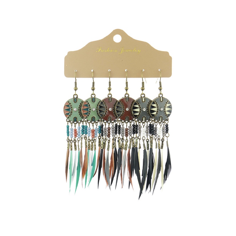 Khuyên tai tua rua lông vũ, Hoa tai boho nhiều màu sắc