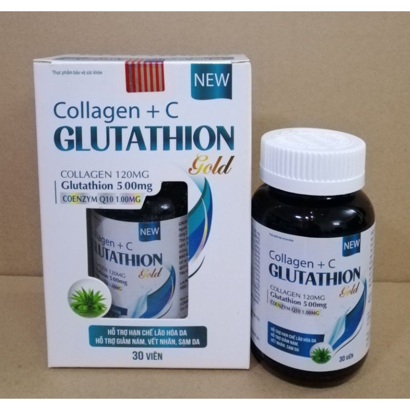 Viên uống GLUTATHION Gold hỗ trợ hạn chế quá trình lão hoá da. Hộp 30 viên.