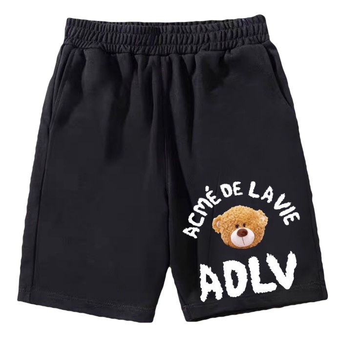 QUẦN SHORT ADLV Nam Nữ màu đen, quần đùi thể thao, lửng cộc ngắn form rộng unisex, chất vải thun POLY2DA. KKIMSHOP