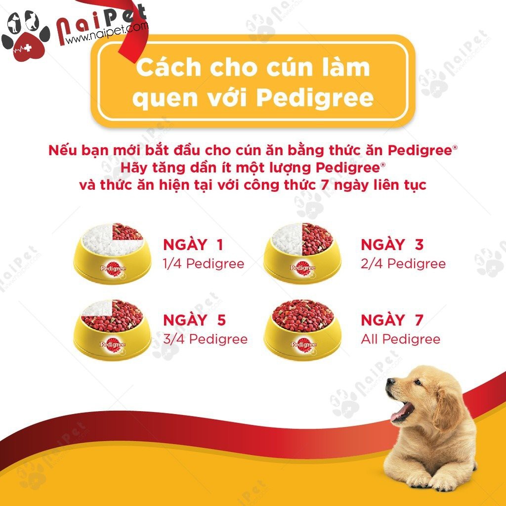 Thức Ăn Hạt Cho Chó Con Vị Gà Trứng Và Sữa Puppy Pedigree Gói 1.3kg