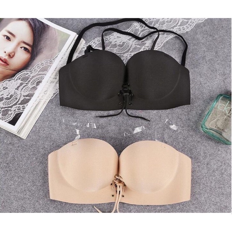 Áo ngực su hở lưng trong suốt dây rút cao cấp, mút bàn tay siêu dày Tạo khe Chữ V Tự Nhiên 368