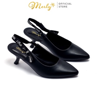 Giày slingback gót nhọn 5cm merly 1298, giày sandal gót nhọn 5cm, giày nữ big size