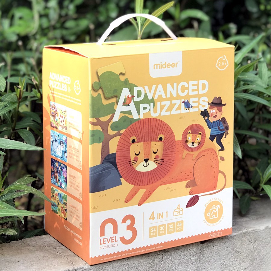 [Chính Hãng Mideer] Bộ Ghép Hình Puzzle Nâng Cao Cấp Độ 3, Advanced Puzzles, 3 in 1 Cực Đẹp, Siêu Tiết Kiệm Cho Bé 3t