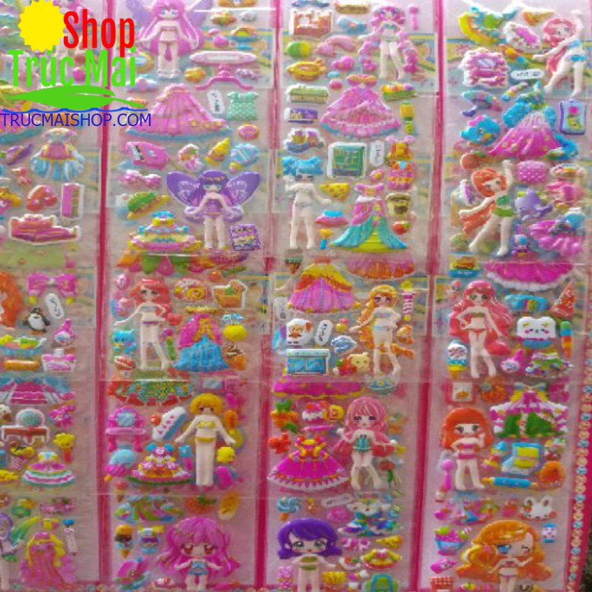 đồ chơi cho bé Stickers thiết kế quần áo cho búp bê combo 20 vỉ 20