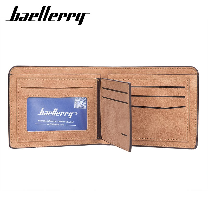 「COD」Baellerry Men's Short Wallet Simple Multi-card Open Coin Purse Fashion Soft Leather Thin Wallet