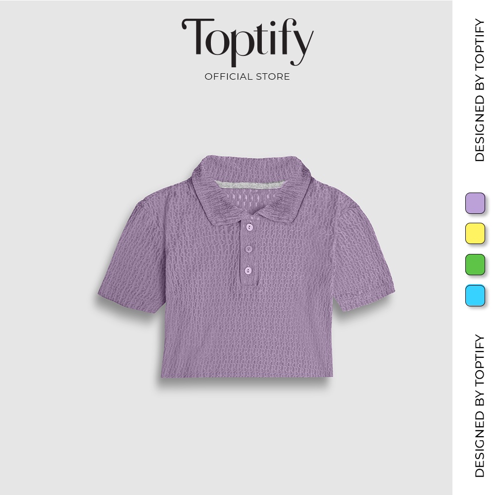 Áo croptop nữ cổ Polo tay ngắn TOPTIFY kiểu vải thun họa tiết Le Mesa Top AC37