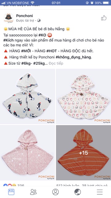 Áo khoát cape che nắng che gió cho bé