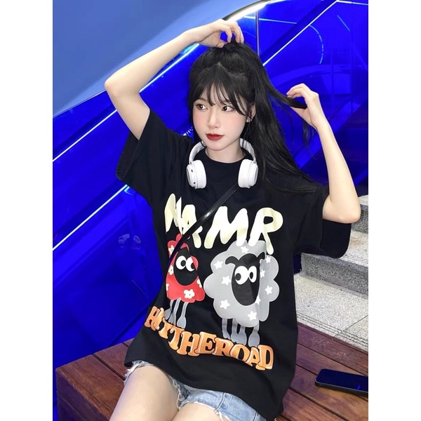 Áo thun form rộng Treminal hình in nổi vải cotton màu đen order - A050