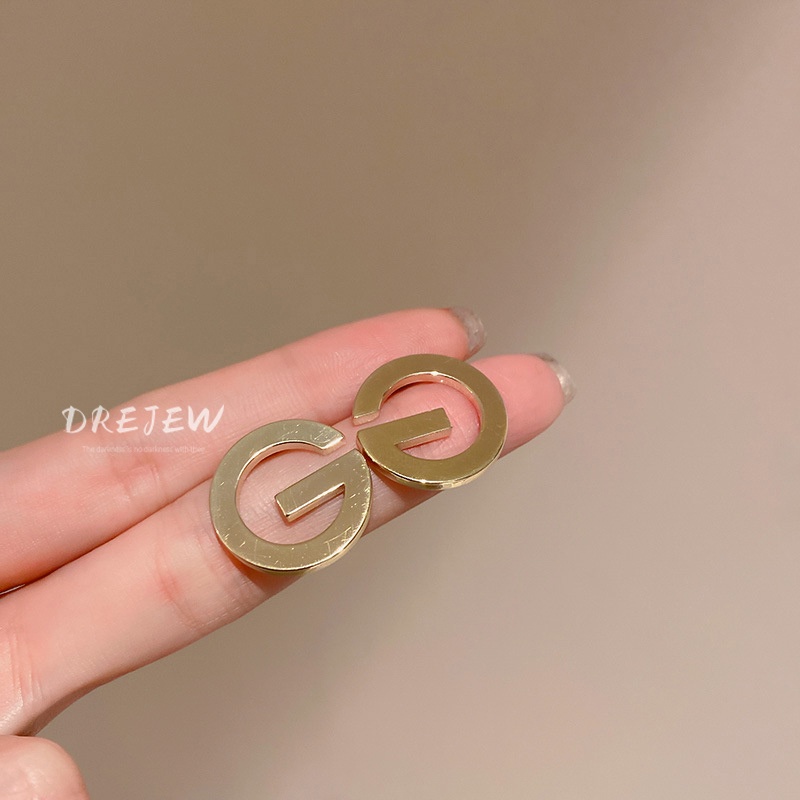 DREJEW Khuyên tai kim loại hình chữ G đơn giản thời trang dễ phối đồ
