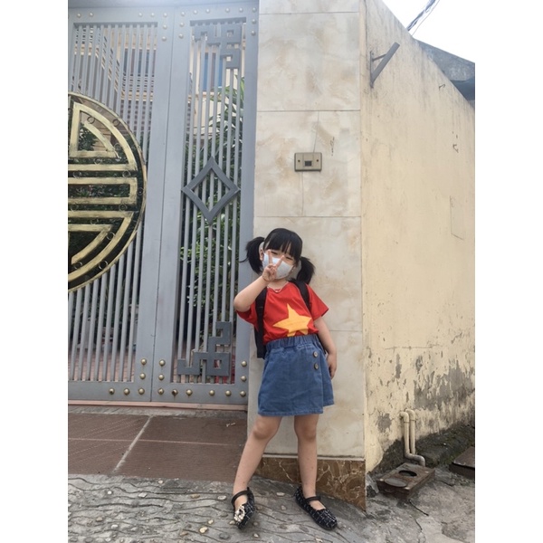 Quần short jean denim ngắn giả váy cho bé gái 12-28kg