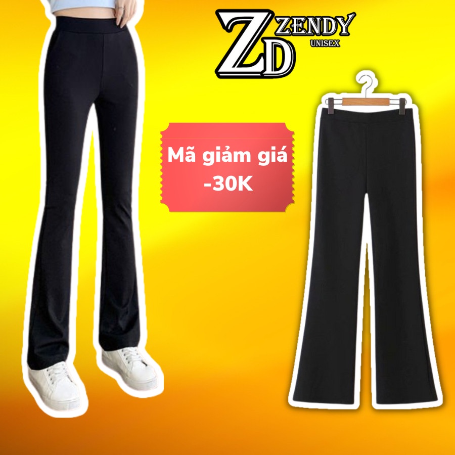 Quần ống loe nữ cạp cao Zendy Unisex, quần đen ống loe lưng cao vải co dãn dày dặn mặc 4 mùa - Q19