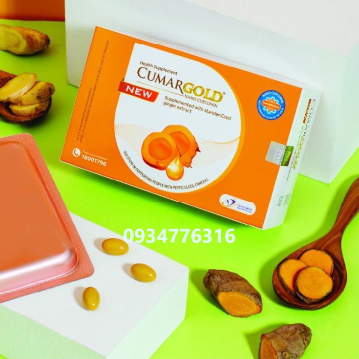 Cumargold New 150gr hoàn toàn mới cùng Gừng chuẩn hoá tiên tiến cho viêm loét dạ dày tá tràng hộp 30 viên