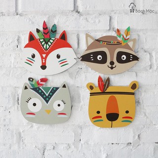 BỘ 4 ĐẦU THÚ DECOR HỌA TIẾT BOHO