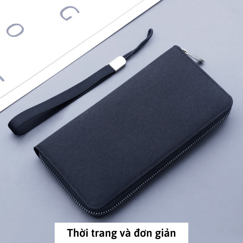 Ví cầm tay nam nữ vải canvas LETI VI07 dáng dài, bóp tiền thẻ thời trang màu cơ bản tiện dụng chất liệu bền bỉ