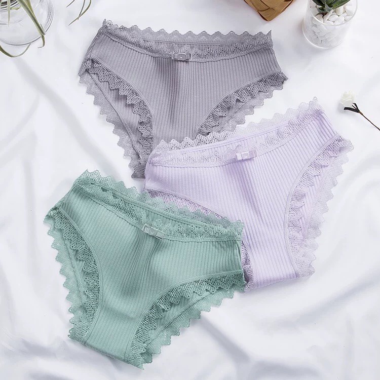 Combo 10 Quần lót cotton sợi tre, Quần Chíp kháng khuẩn cao cấp viền ren sexy đáng yêu QL17