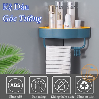Kệ Dán Góc Tường 4 Móc Treo - Kệ Nhựa Để Đồ Nhà Tắm Nhà Bếp