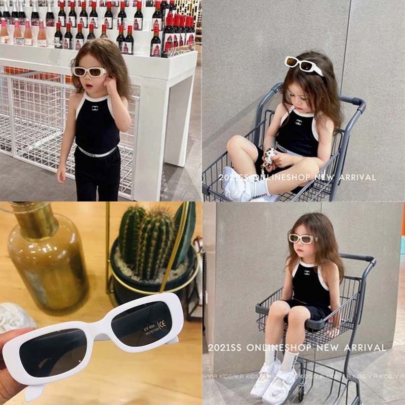 Kính Mát Hình Oval Màu Trơn Chống Tia UV400 Thời Trang Hàn Quốc Cho Bé