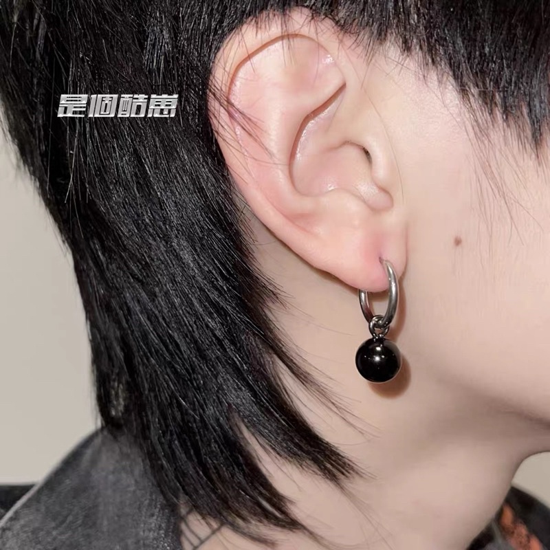 Khuyên tai bấm lỗ dạng tròn Unisex thép không gỉ