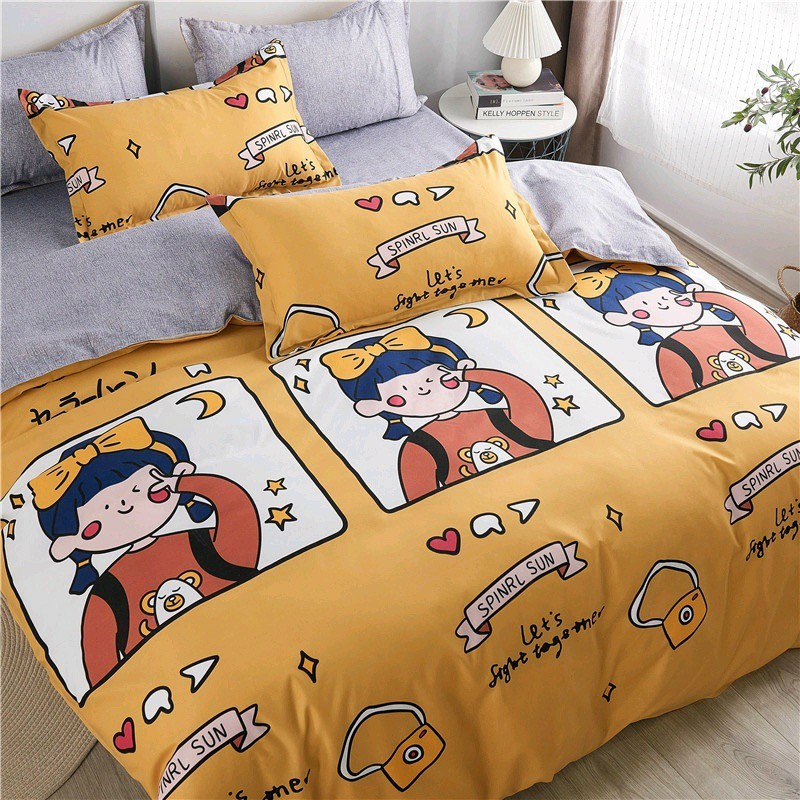 Bộ chăn ga gối cotton Lidaco - Bé Selfie (SP001286)
