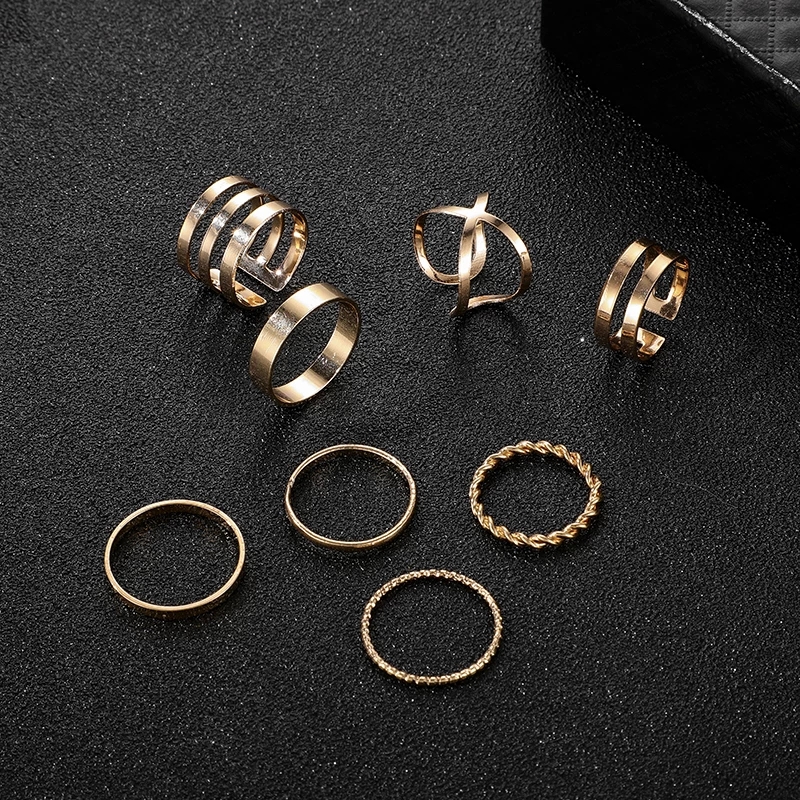 Set 8 nhẫn họa tiết hình học thời trang cho nữ