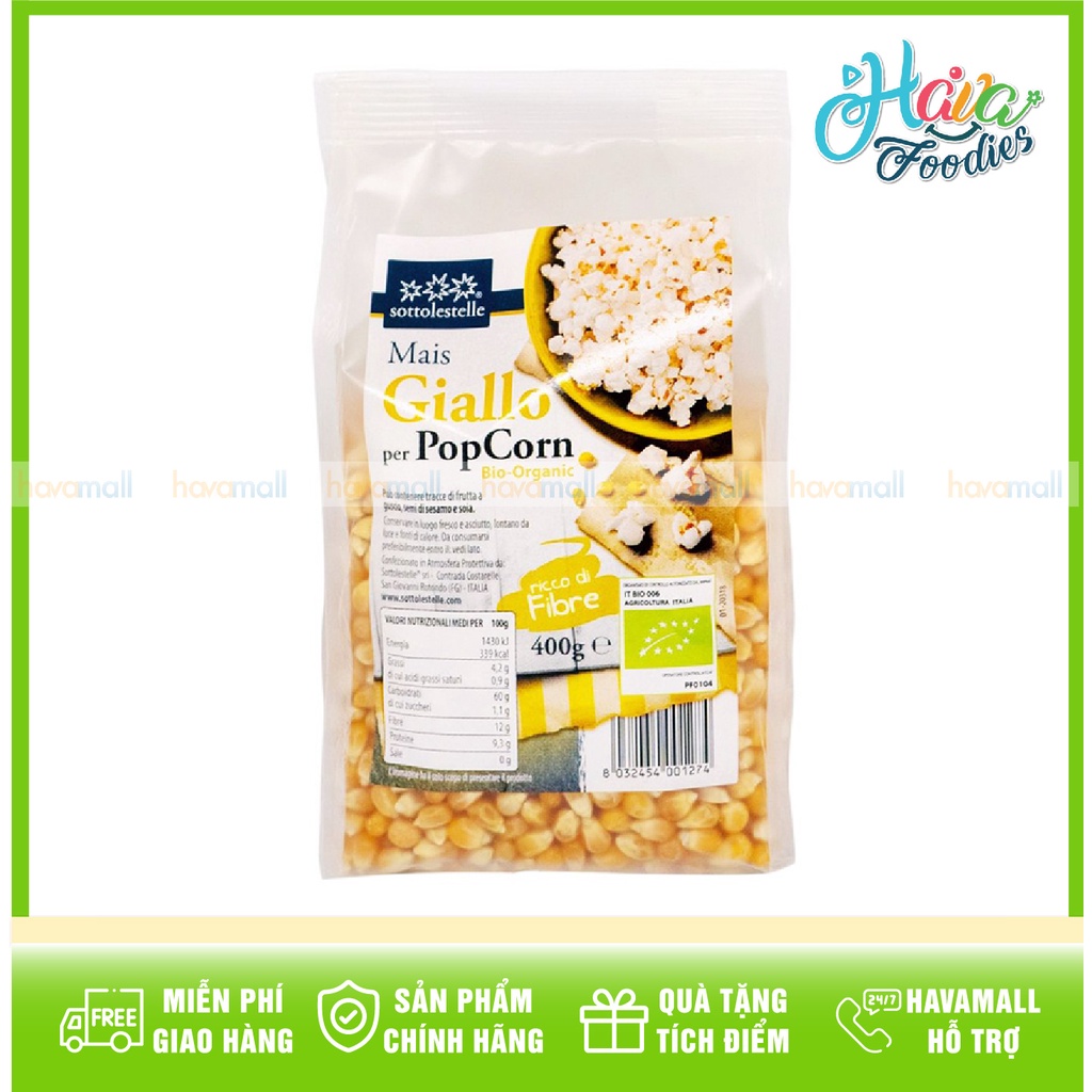 [HÀNG CHÍNH HÃNG] Bắp Vàng Nổ Hữu Cơ Sottolestelle 400gr – Organic Mais Popcorn