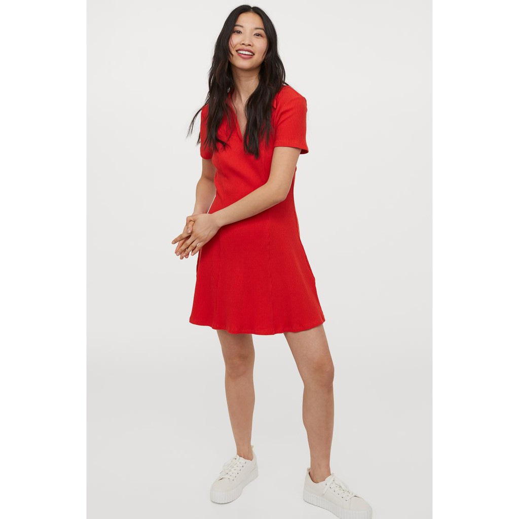 Váy polo HM Ribbed jersey dress sẵn size S