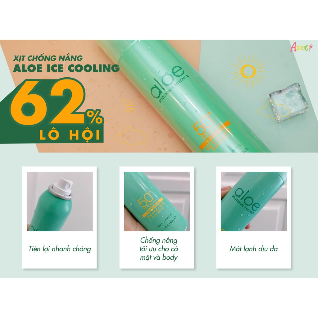 Xịt chống nắng Hàn Quốc Holika Holika SPF 50+ PA++++ chiết xuất lô hội lành tính kiềm dầu bảo vệ da suốt 24h 100ml