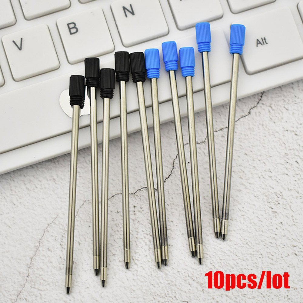 Set 10 Ruột Bút Máy Vỏ Kim Loại Màu Xanh / Đen Ngòi 0.5mm Độc Đáo