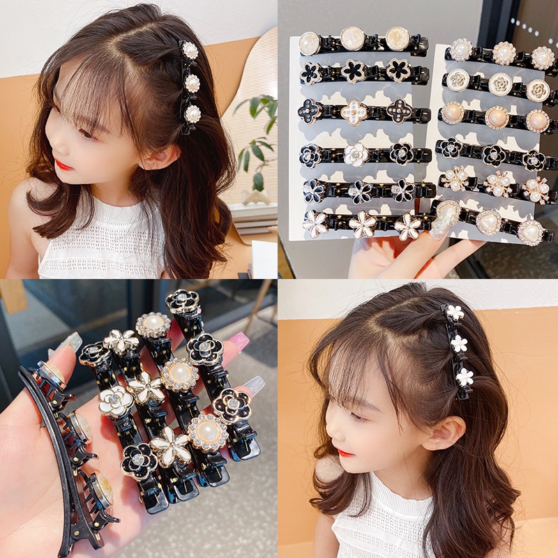 Kẹp Tóc Hình Hoa Đính Ngọc Trai Giả Phong Cách Vintage Thanh Lịch Chống Trượt Cho Nữ