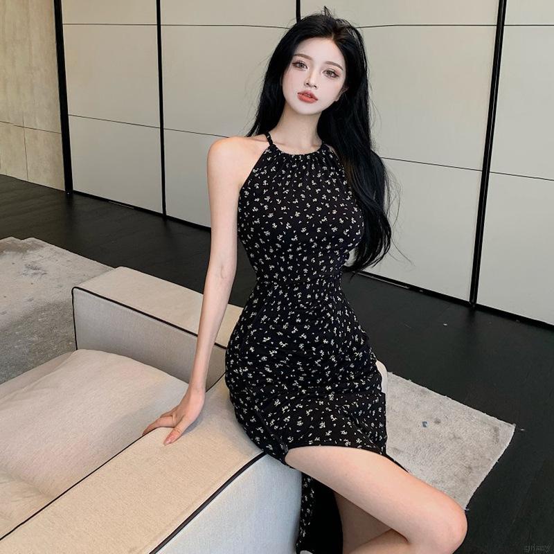 Đầm Hai Dây Xẻ Tà Họa Tiết Hoa Thời Trang Mùa Hè Quyến Rũ Cho Nữ