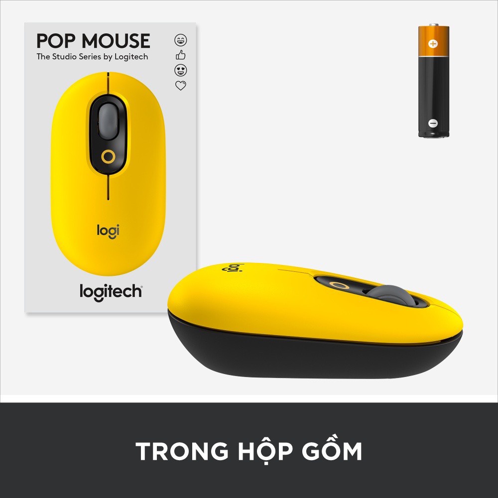 Chuột không dây bluetooth Logitech POP Mouse - Emoji tùy chỉnh, SilentTouch giảm ồn, Cuộn chính xác - MEI STORE