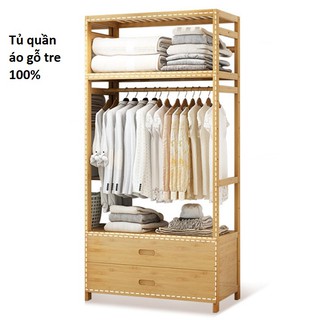 Tủ quần áo gỗ tre 2 ngăn kéo dài 70cm, tủ quần áo gá rẻ đê phòng ngủ siêu gọn TUR068