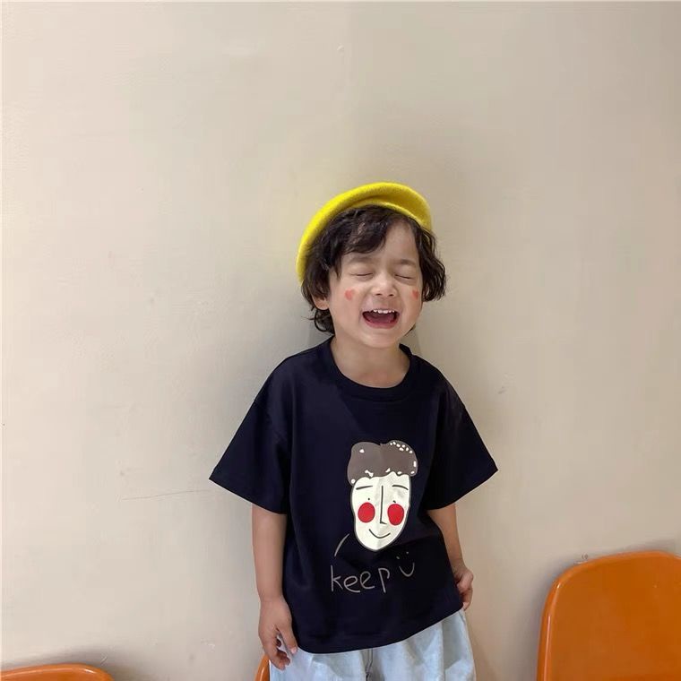 Áo Thun 100% Cotton Tay Ngắn Dáng Rộng In Họa Tiết Hoạt Hình Thời Trang Mùa Hè Hàn Quốc