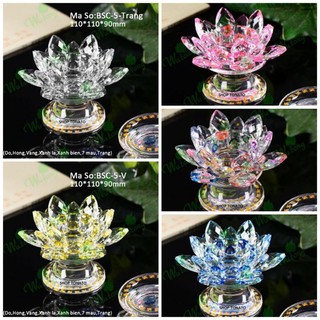 (GIÁ 1 CÁI)ĐẾ NẾN, CHÂN ĐÈN NẾN BƠ,NẾN TEALIGHT HOA SEN PHA LÊ THỦY TINH NHIỀU MÀU CAO 8CM