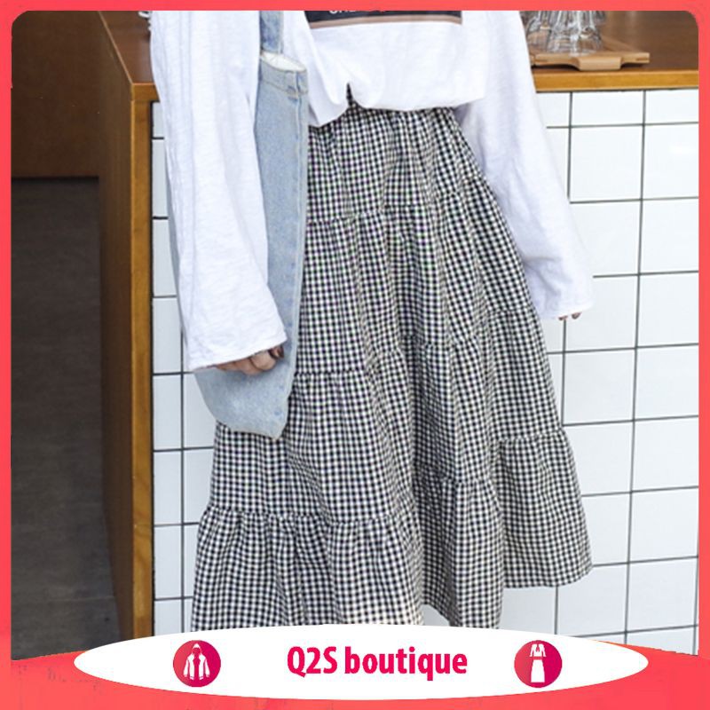 Chân Váy Midi Xòe Caro DÁNG CHỮ A CẠP CHUN | BigBuy360 - bigbuy360.vn