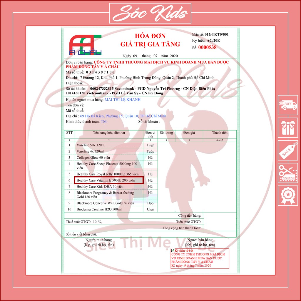 Vitamin E Healthy Care 500iu Chăm Sóc Da Mặt Từ Bên Trong Cho Mẹ - CHUẨN ÚC | DATE 2023 | MẪU MỚI | 200 VIÊN | SÓC KIDS | Thế Giới Skin Care