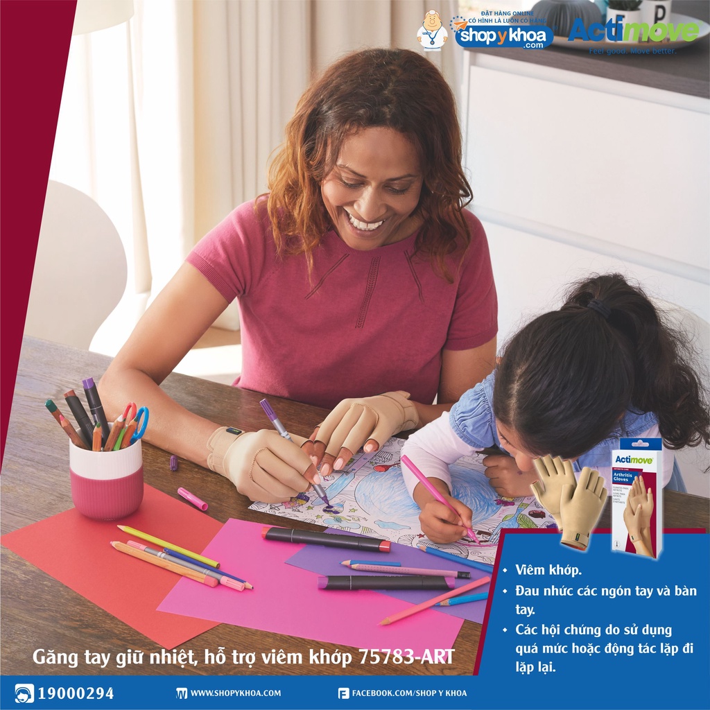 [CÓ QUÀ TẶNG] Găng tay giữ nhiệt, hỗ trợ viêm khớp 75783-ART Actimove Arthritis Gloves