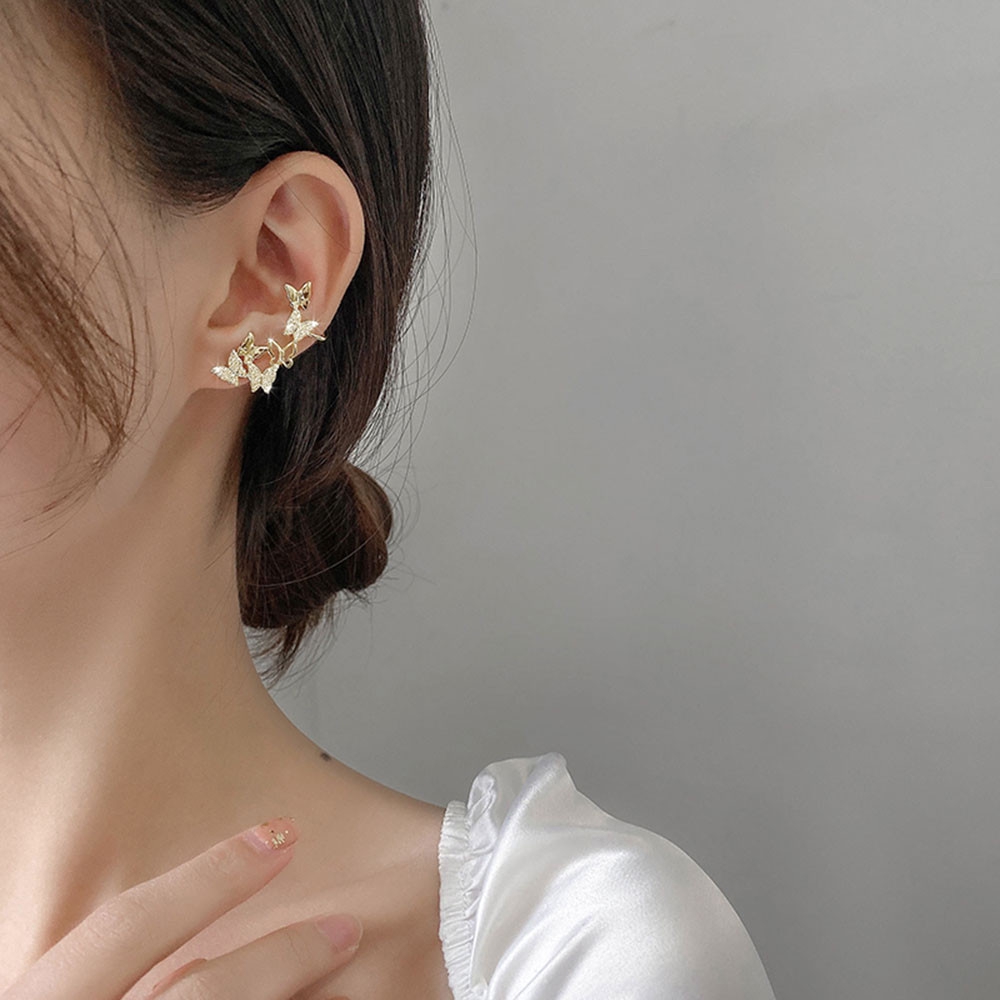 【COD】Khuyên kẹp vành tai hình bướm rỗng cá tính cho nữ