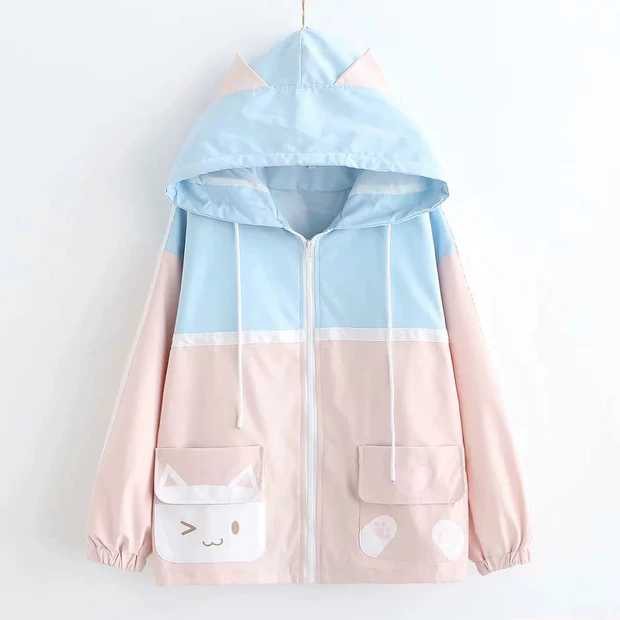 Áo khoát nữ mèo túi hộp 2 lớp nón có tai - khoác đẹp | BigBuy360 - bigbuy360.vn